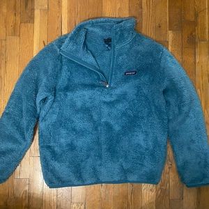 Patagonia pull over fuzzy fleece teal